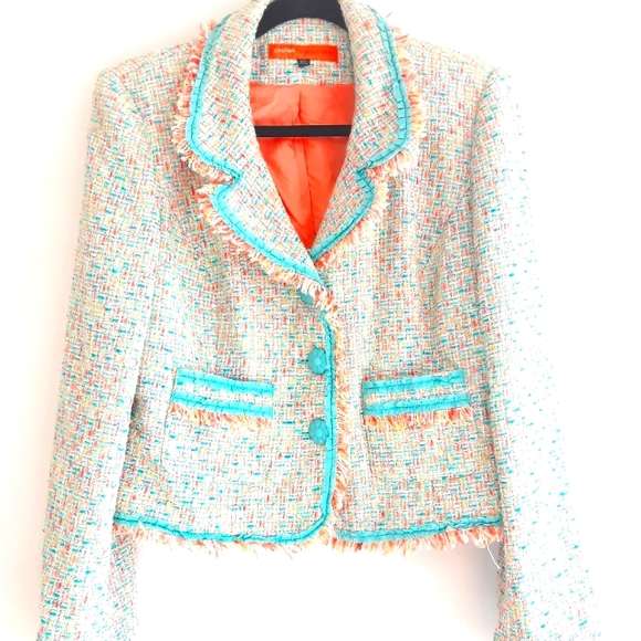 Cynthia Rowley Jackets & Blazers - Cynthia Rowley Tweed Pastel Frayed Blazers XL